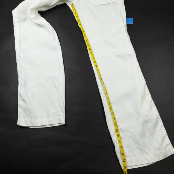 Athleta Linen Pants Solid White Women's 8T Tall Drawstring Pull On Vacation - Picture 11 of 13